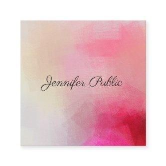 Calligraphed Text Elegant Pink Modern Template Square