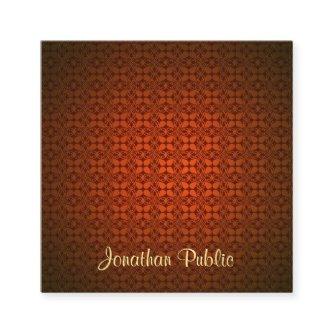 Calligraphed Text Template Red Damask Professional Square