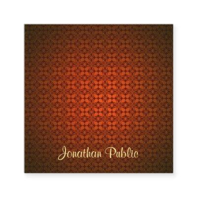 Calligraphed Text Template Red Damask Professional Square