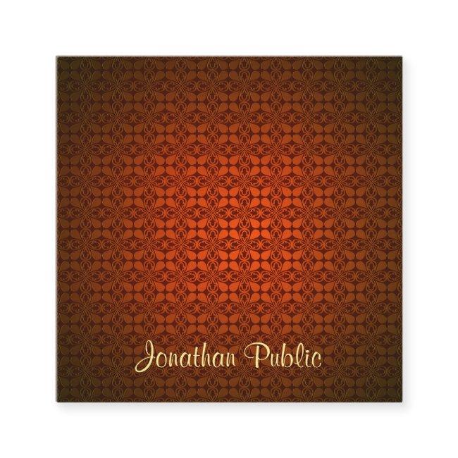 Calligraphed Text Template Red Damask Professional Square