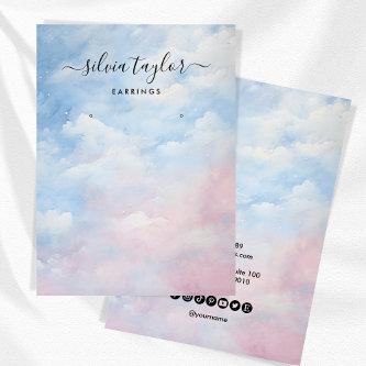 Calligraphy Blue Sky Clouds Earring Display Card