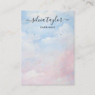 Calligraphy Blue Sky Clouds Earring Display Card