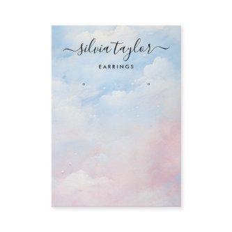 Calligraphy Blue Sky Clouds Earring Display Card