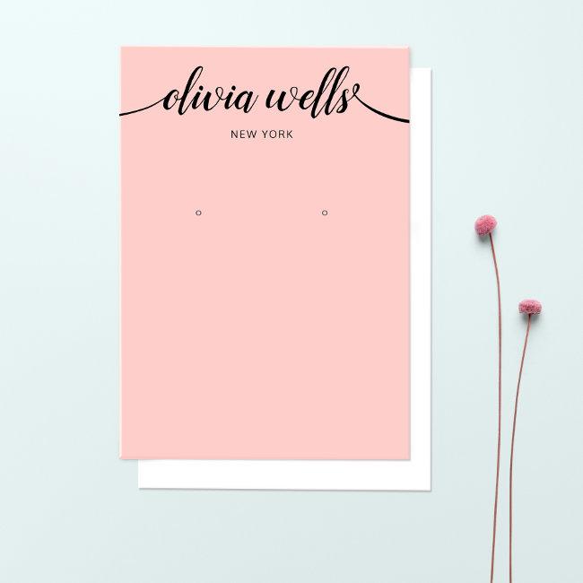 Calligraphy Blush Pink Earring Display Card