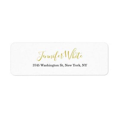 Calligraphy Elegant Gold Black & White Chic Plain Label