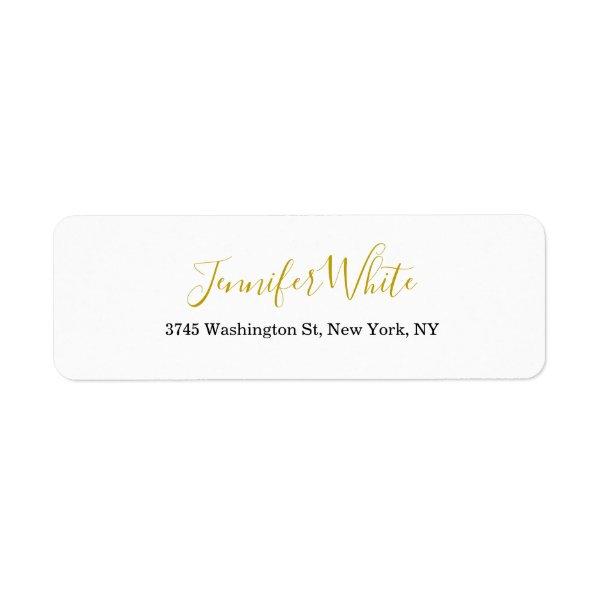 Calligraphy Elegant Gold Black & White Chic Plain Label