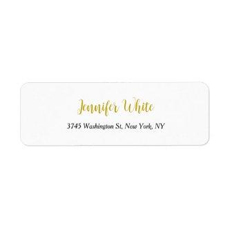 Calligraphy Elegant Gold Black & White Chic Plain Label