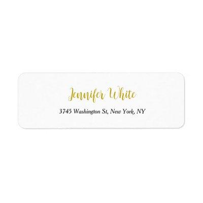 Calligraphy Elegant Gold Black & White Chic Plain Label
