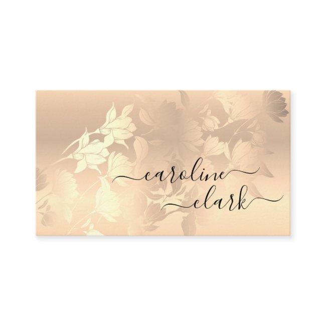 Calligraphy Elegant Modern Rose Gold Black Flowers