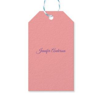 Calligraphy Elegant Pastel Red Personalized Name Gift Tags