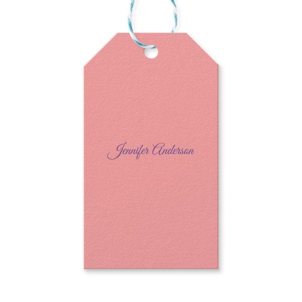 Calligraphy Elegant Pastel Red Personalized Name Gift Tags