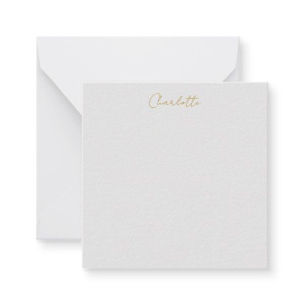 Calligraphy Gold Color Grey Custom Personal Edit Note Card