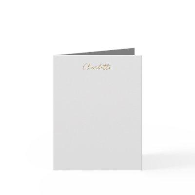 Calligraphy Gold Color Grey Custom Personal Edit Note Card