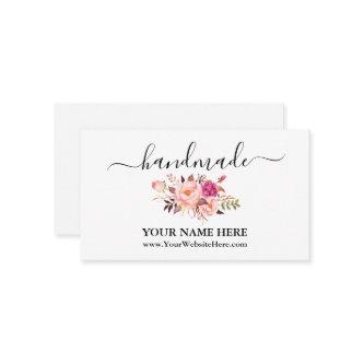 Calligraphy Handmade Watercolor Pink Floral Enclosure Card