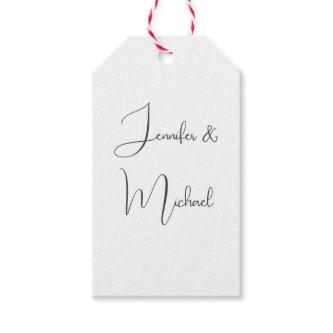 Calligraphy Names Elegant Plain Simple Grey White Gift Tags