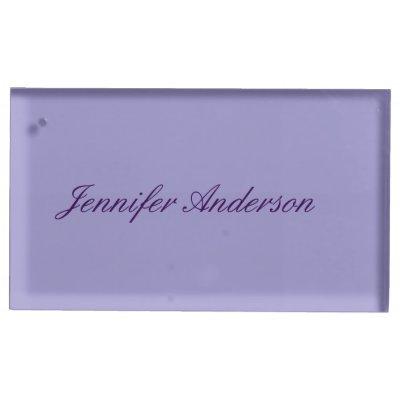 Calligraphy Pastel Pale Purple Personalized  Place Card Holder