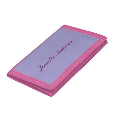 Calligraphy Pastel Pale Purple Personalized  Trifold Wallet