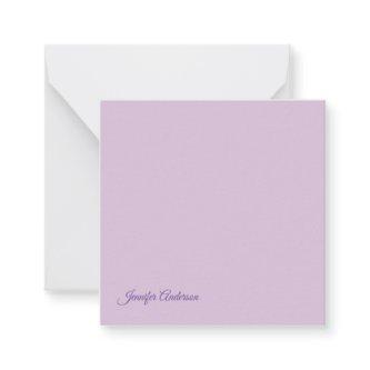 Calligraphy Pastel Thistle Pink Personalized Name Note Card