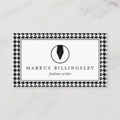 Calligraphy Pen Nib Logo with Houndstooth Pattern