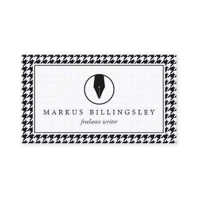 Calligraphy Pen Nib Logo with Houndstooth Pattern