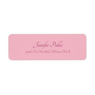 Calligraphy Script Text Elegant Pink Plain Modern Label