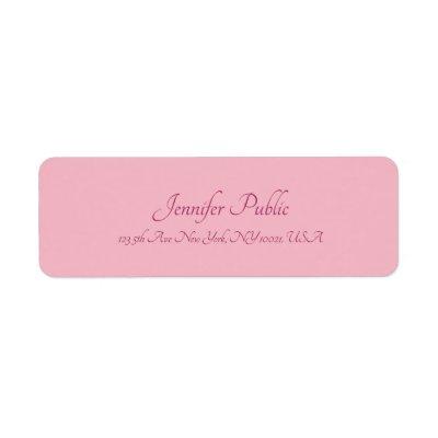 Calligraphy Script Text Elegant Pink Plain Modern Label