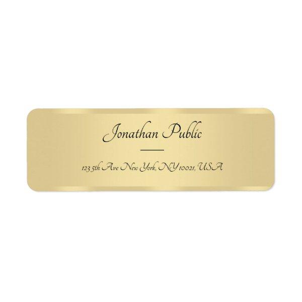 Calligraphy Script Text Faux Gold Template Elegant Label