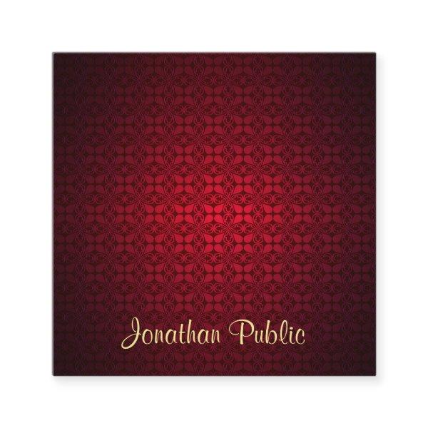 Calligraphy Text Template Professional Red Damask Square