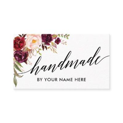 Calligraphy Watercolor Burgundy Floral Hand Made