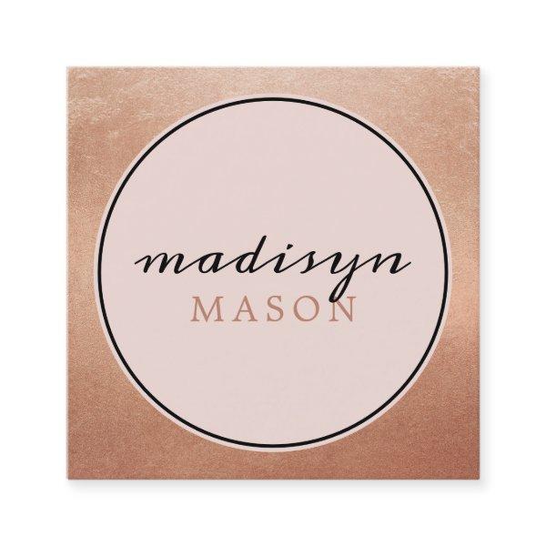 CALLING CARD circle border blush pink rose gold