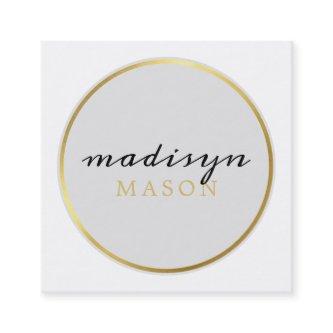 CALLING CARD circle border chic pale gray gold