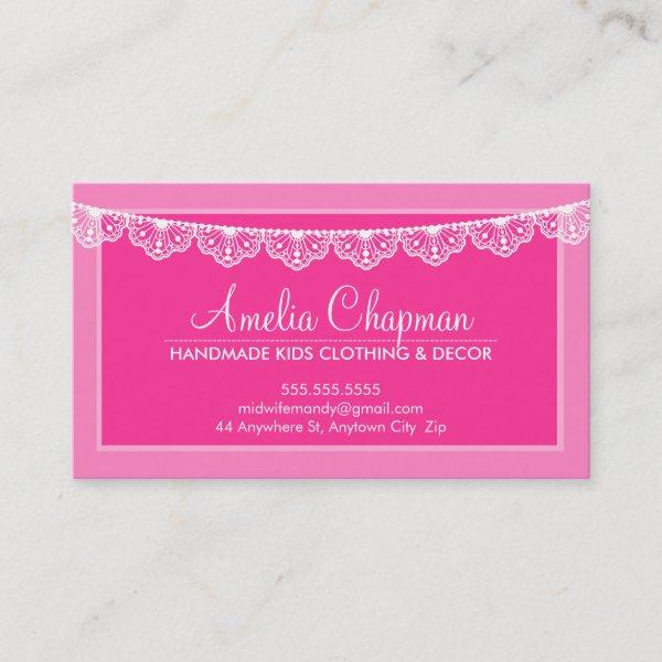 CALLING CARD cute creative lace bunting hot pink