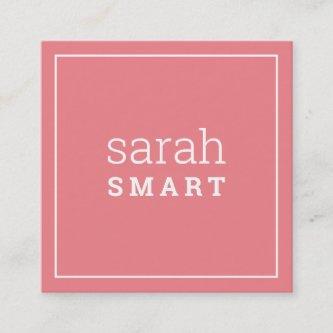 CALLING CARD square edgey modern coral pink white