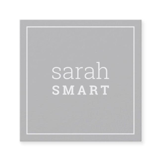 CALLING CARD square edgey modern grey gray silver
