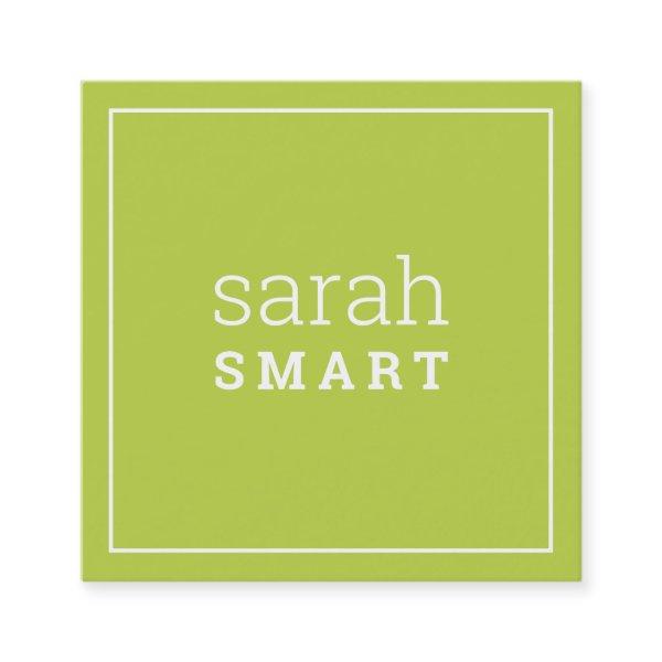CALLING CARD square edgey modern lime green white