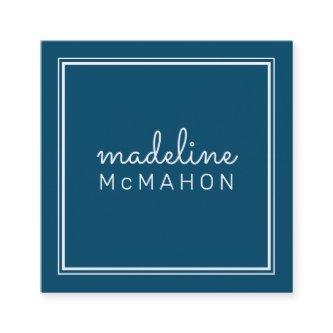 CALLING CARD square preppy modern bold marine blue