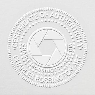 Camera Aperture “Certificate of Authenticity” URL Embosser
