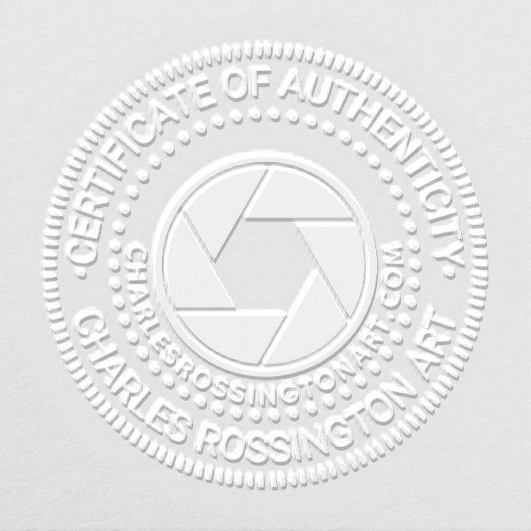 Camera Aperture “Certificate of Authenticity” URL Embosser