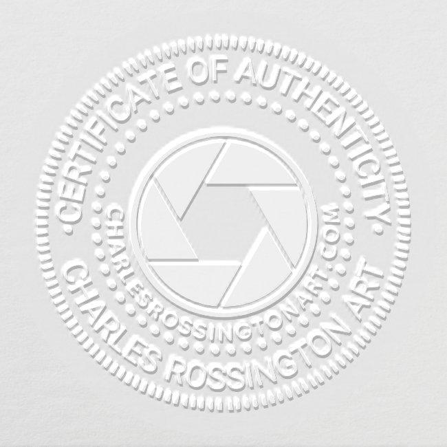 Camera Aperture “Certificate of Authenticity” URL Embosser