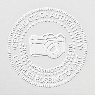 Camera's #6 “Certificate of Authenticity” Name URL Embosser