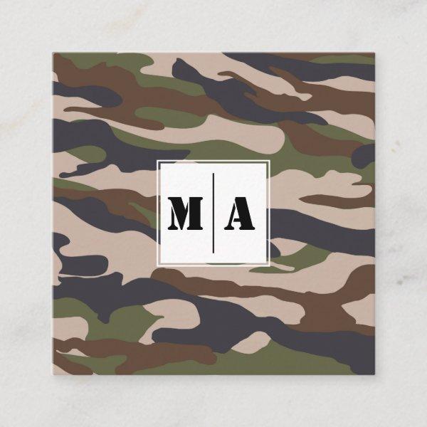 Camouflage Pattern Green Brown Beige Square