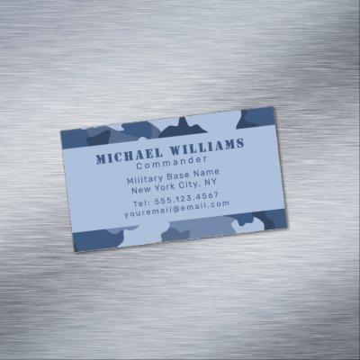 Camouflage Woodland Camo Blue Navy Monogram  Magnet
