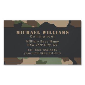 Camouflage Woodland Camo Khaki Tan Black Monogram  Magnet