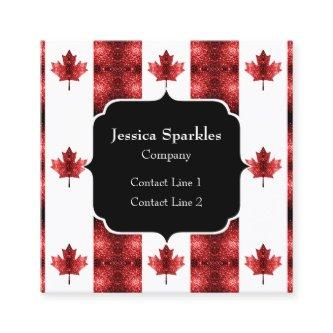 Canada flag red sparkles pattern Monogram Square