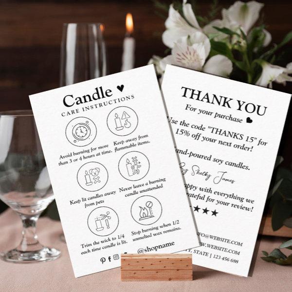 Candle Care Black & White | Custom Logo Thank You