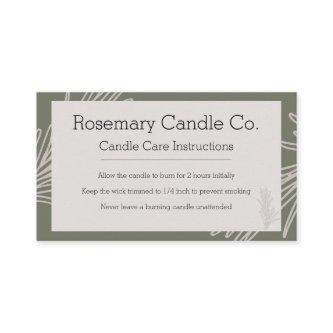 Candle Care Card Rosemary Apothecary Natural Style