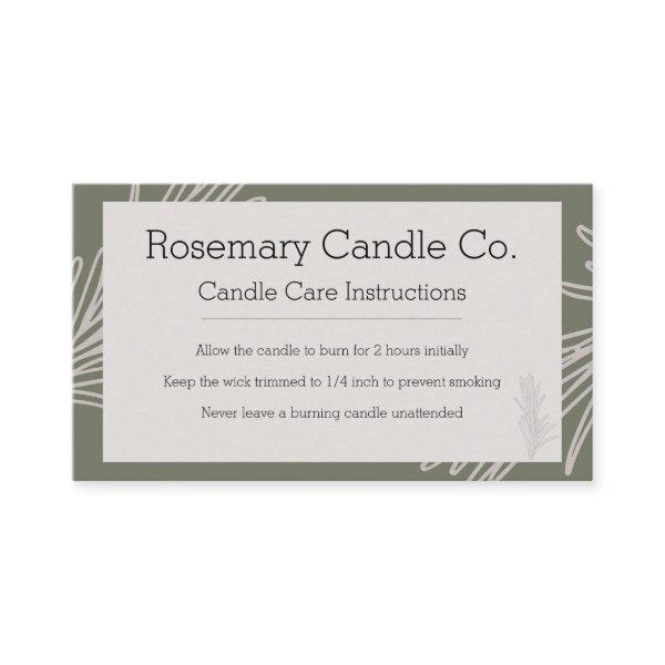 Candle Care Card Rosemary Apothecary Natural Style