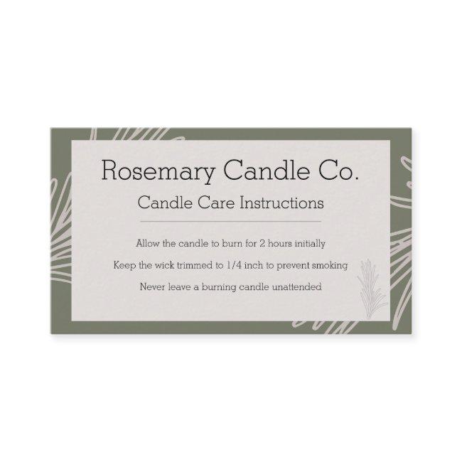 Candle Care Card Rosemary Apothecary Natural Style