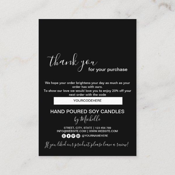 Candle Care Card Thank You Card Add Your Logo Code