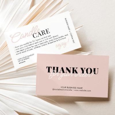 Candle Care Instruction Thank You Order Business Enclosure Card